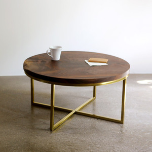 circle walnut coffee table